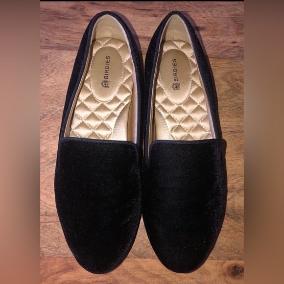 Birdies Shoes - Birdies The Starling Black Velvet Flat Loafers Womens Size 7
